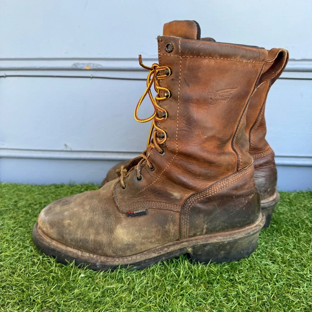 Red Wing Shoes Mens 620 Waterproof Leather Work Boots Brown Size 11 D Vibram EH